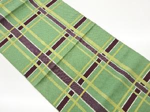 本場筑前博多格子模様織出し名古屋帯